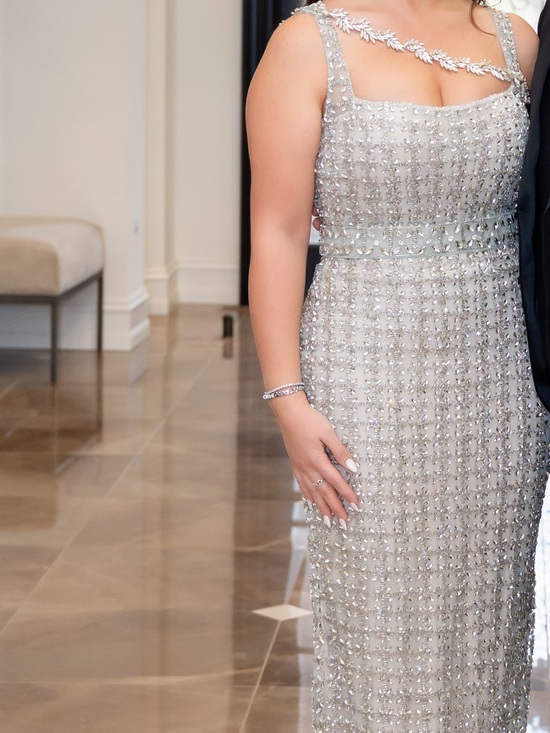 Dresses & Skirts - Silver Beaded Evening Gown